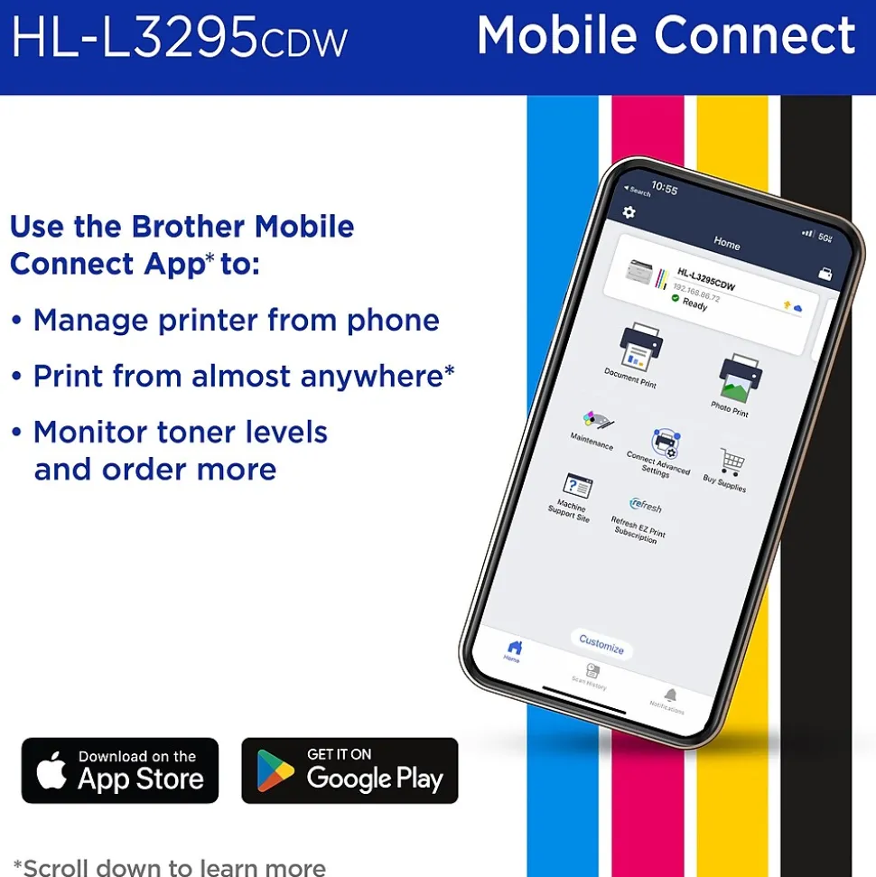 Brother HL-L3295CDW Wireless Compact Digital Color Printer, Refresh Subscription Eligible