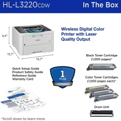 Brother HL-L3220CDW Wireless Color Laser Printer, Single-Function, Print
