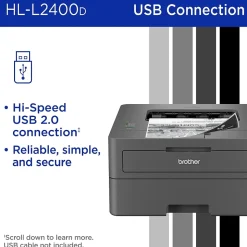 Brother HL-L2400D Compact Laser Printer, Single-Function, Print (9092806)