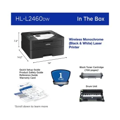 Brother HL-L2460DW Compact Wireless Black & White Laser Printer, Single-Function, Print, Refresh Subscription Ready