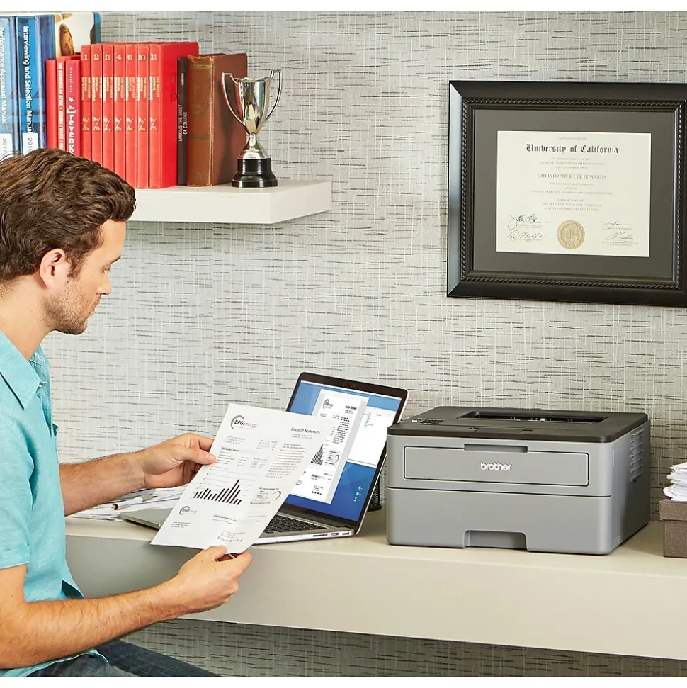 Brother HL-L2350DW Wireless Monochrome Laser Printer, Refurbished