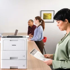 Brother HL‐L6210DWT Business Monochrome Laser Printer, Dual Paper Trays, Wireless Networking