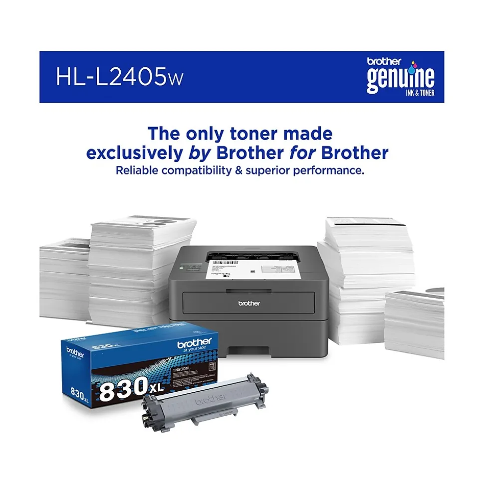 Brother HL-L2405W Compact Wireless Black & White Laser Printer, Single-Function, Print, Refresh Subscription Ready