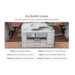 Brother INKvestment Tank MFC-J6955DW Wireless Color Inkjet Printer, All-In-One Supertank, Print, Scan, Copy, Fax
