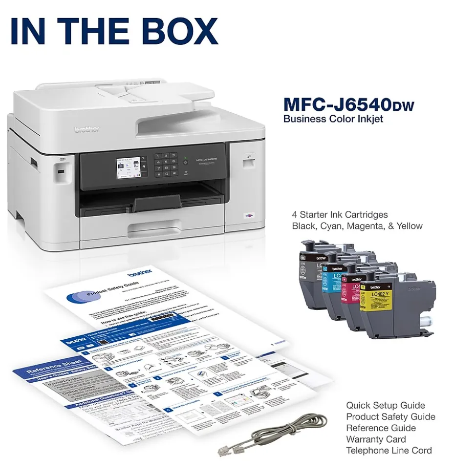 Brother MFC-J6540DW Color Inkjet All-in-One Print, Copy, Scan, Fax up to 11”x17” (Ledger) Size Paper