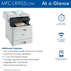 Brother MFC‐L8905CDW Wireless Color Laser Printer, All-In-One, Print, Scan, Copy, Fax