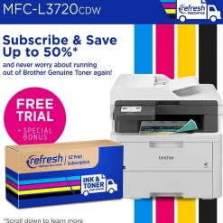 Brother MFC-L3720CDW Wireless Color Laser Printer, All-In-One, Print, Scan, Copy, Fax (MFCL3720CDW)