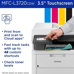 Brother MFC-L3720CDW Wireless Color Laser Printer, All-In-One, Print, Scan, Copy, Fax (MFCL3720CDW)