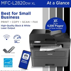 Brother MFC-L2820DW XL Wireless Compact Monochrome All-in-One Laser Printer