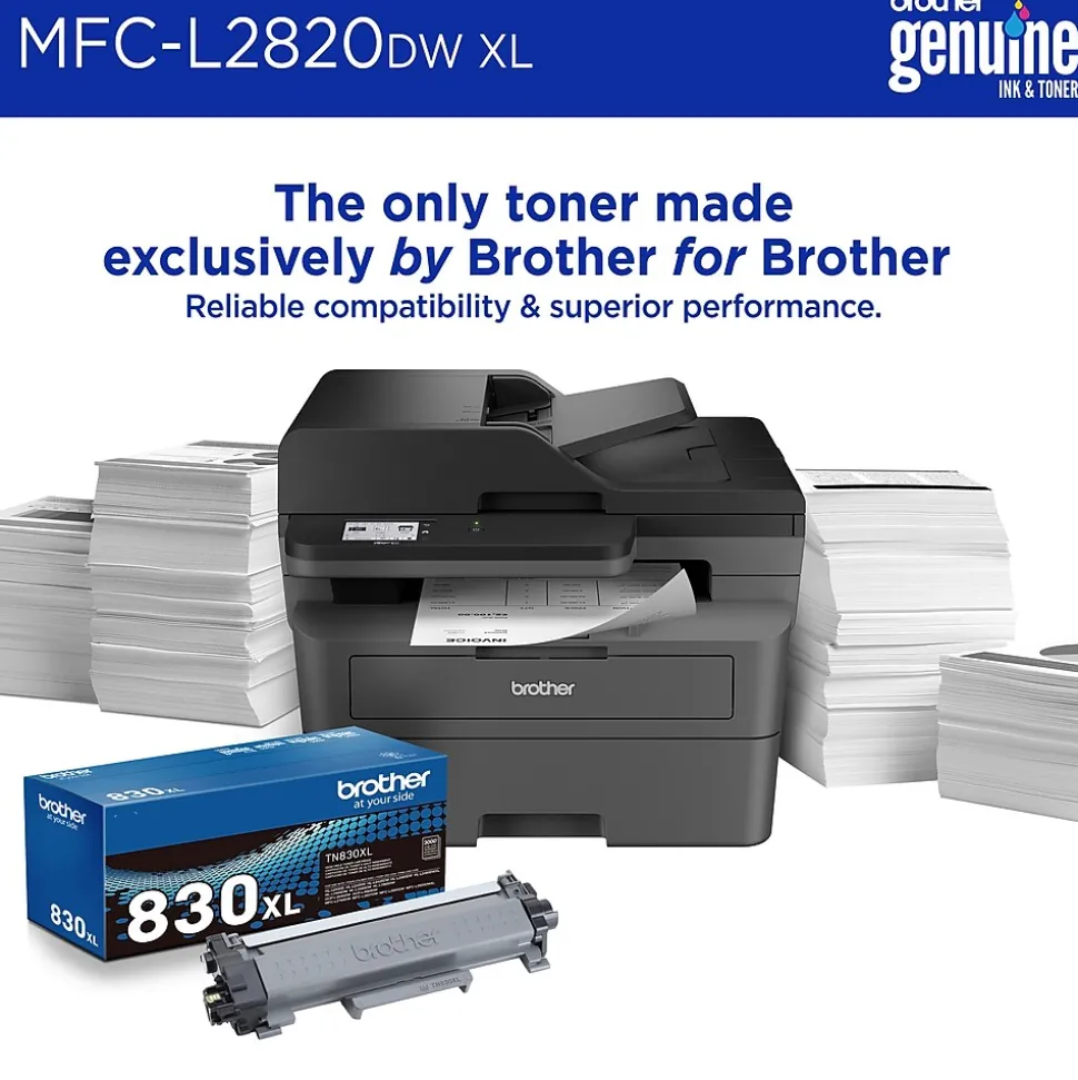 Brother MFC-L2820DW XL Wireless Compact Monochrome All-in-One Laser Printer