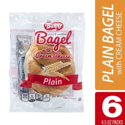 Burry Individually Wrapped Plain Bagel w/ Cream Cheese, 4.6 Oz, 6/Box (307-00370)