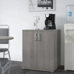Bush Business Furniture 34" Floor Storage Cabinet with 2 Shelves, Platinum Gray (UNS128PG)