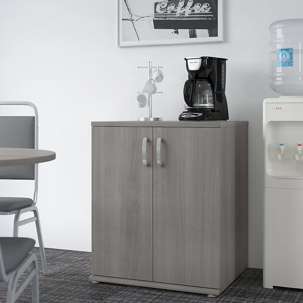 Bush Business Furniture 34" Floor Storage Cabinet with 2 Shelves, Platinum Gray (UNS128PG)