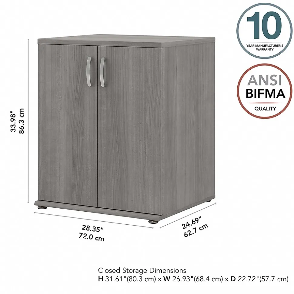Bush Business Furniture 34" Floor Storage Cabinet with 2 Shelves, Platinum Gray (UNS128PG)