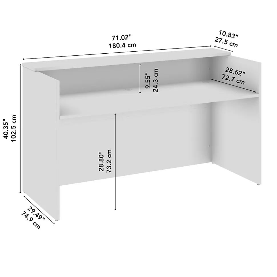 Bush Business Furniture Arrive 72"W Reception Desk with Shelf, Storm Gray (AVD172SGK)