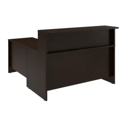 Bush Business Furniture Arrive 60"W L Shaped Reception Desk with Shelf, Mocha Cherry (ARV003MR)
