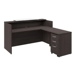 Bush Business Furniture Arrive 72"W L Shaped Reception Desk with Counter and Mobile File Cabinet, Storm Gray (ARV010SG)
