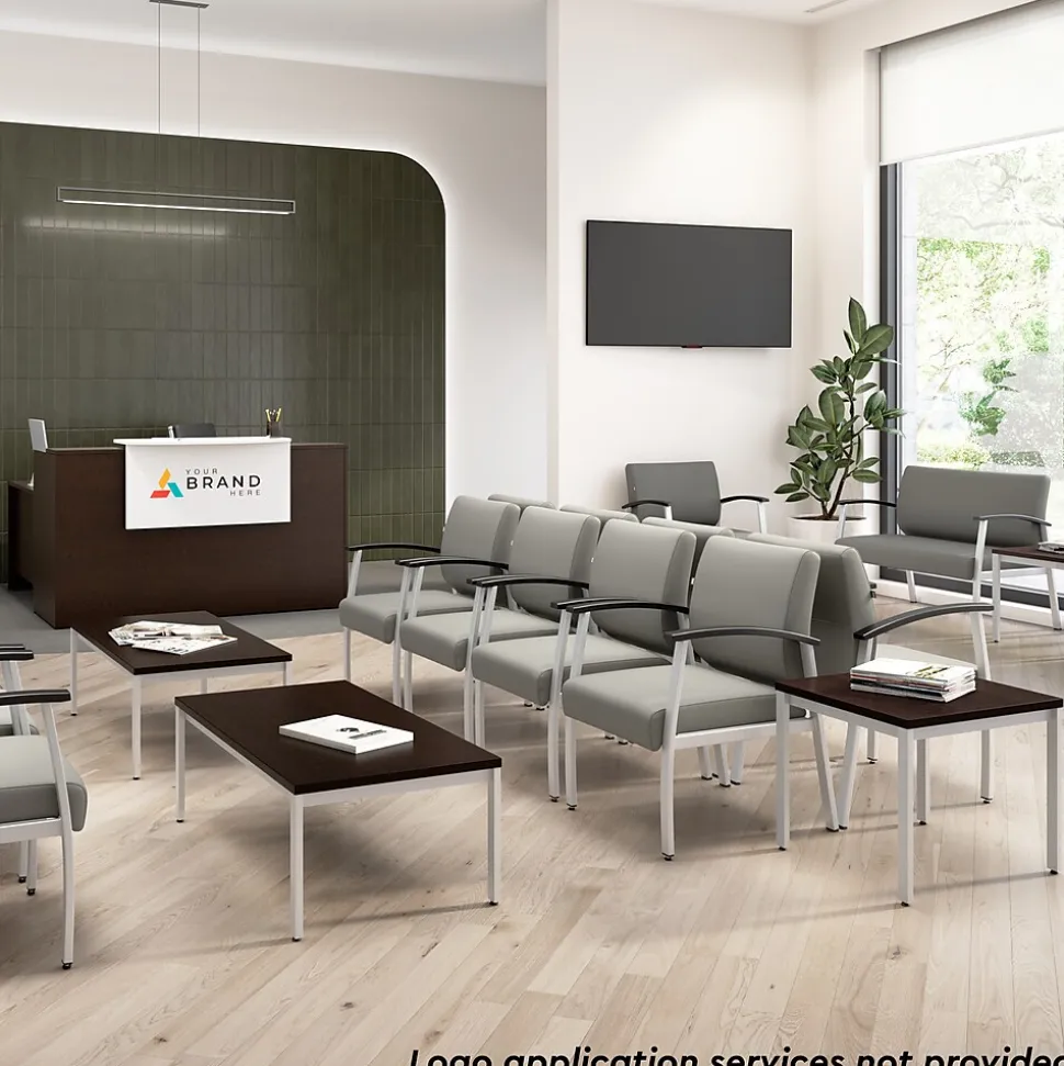 Bush Business Furniture Arrive 60"W L Shaped Reception Desk with Shelf and Mobile File Cabinet, Mocha Cherry (ARV004MR)