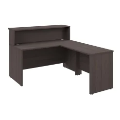 Bush Business Furniture Arrive 60"W L Shaped Reception Desk with Shelf, Storm Gray (ARV003SG)