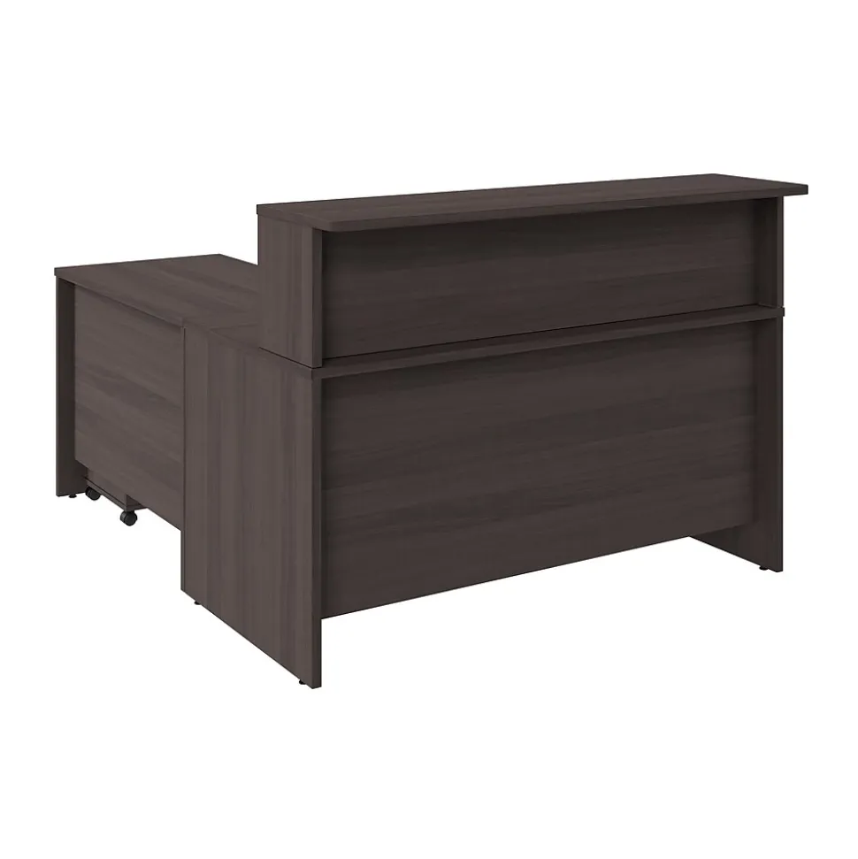 Bush Business Furniture Arrive 60"W L Shaped Reception Desk with Shelf and Mobile File Cabinet, Storm Gray (ARV004SG)
