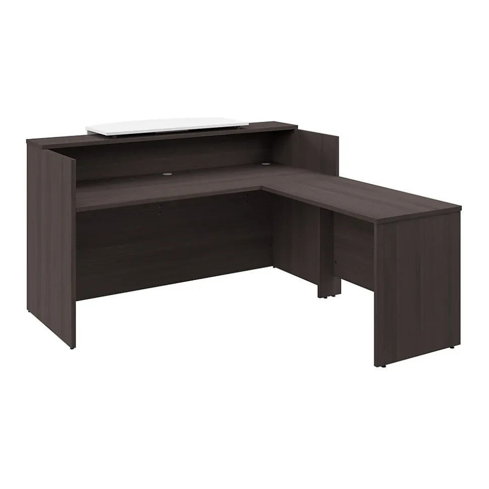 Bush Business Furniture Arrive 72"W L Shaped Reception Desk with Counter, Storm Gray (ARV009SG)