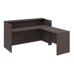 Bush Business Furniture Arrive 72"W L Shaped Reception Desk with Shelf, Storm Gray (ARV006SG)