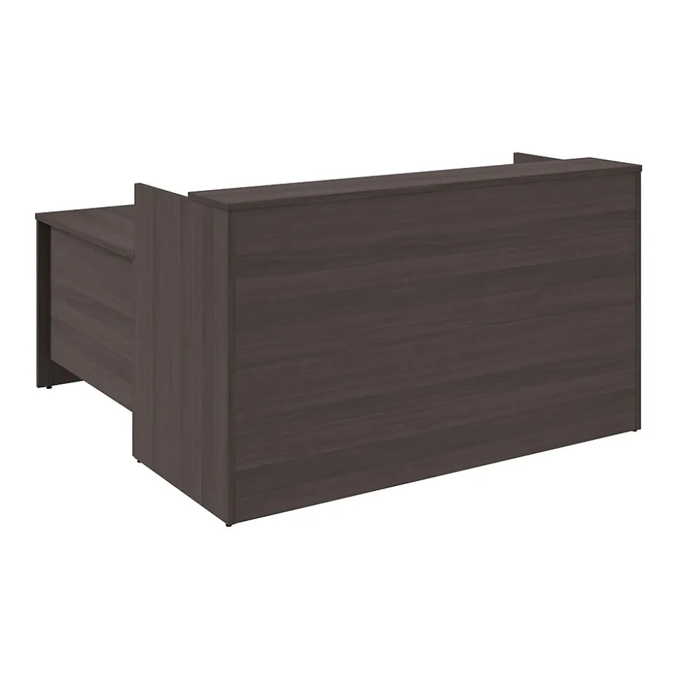 Bush Business Furniture Arrive 72"W L Shaped Reception Desk with Shelf, Storm Gray (ARV006SG)