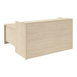 Bush Business Furniture Arrive 72"W L Shaped Reception Desk with Shelf, Natural Elm (ARV006NE)