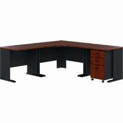 Bush Business Furniture Cubix 84"W Corner Desk with Mobile File Cabinet, Hansen Cherry/Galaxy (SRA041HCSU)