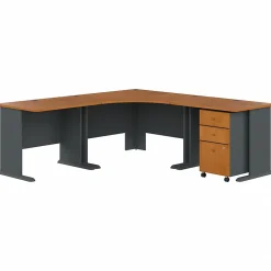 Bush Business Furniture Cubix 84"W Corner Desk with Mobile File Cabinet, Natural Cherry/Slate (SRA041NCSU)