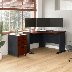 Bush Business Furniture Cubix 48"W Corner Desk with Mobile File Cabinet, Hansen Cherry/Galaxy (SRA035HCSU)