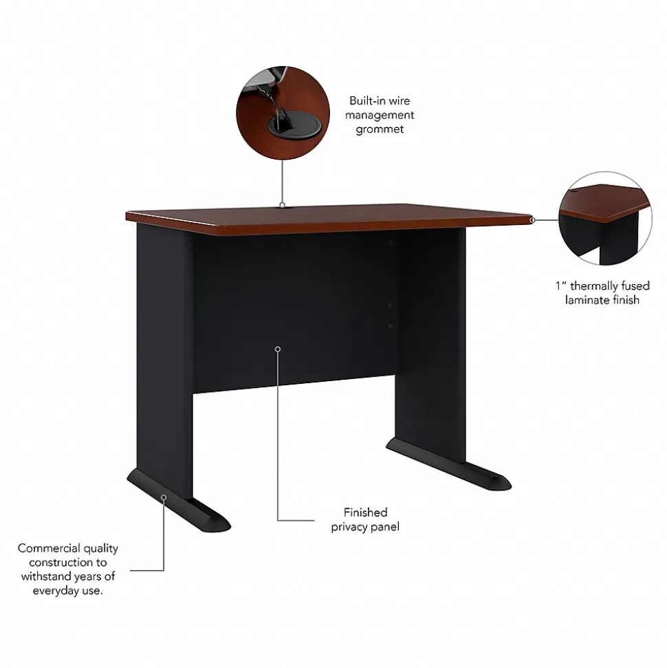 Bush Business Furniture Cubix 36"W Desk, Hansen Cherry/Galaxy (WC90436A)