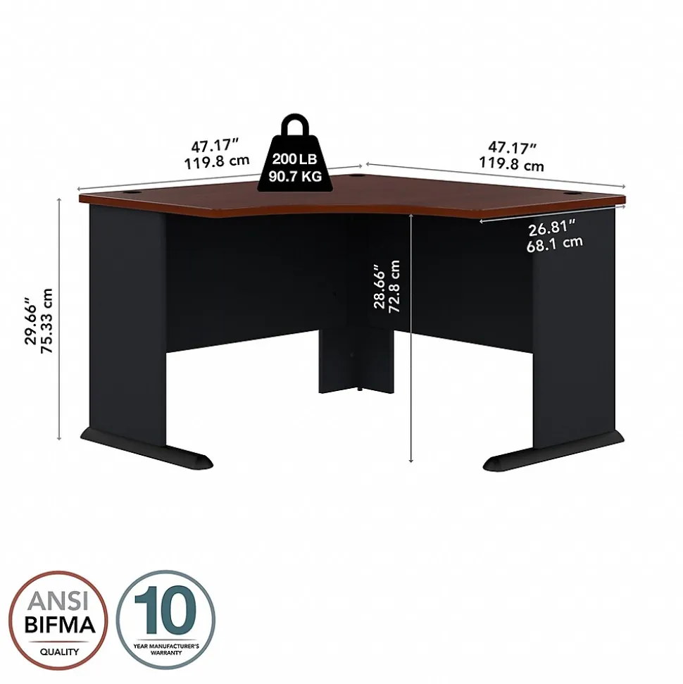 Bush Business Furniture Cubix 48"W Corner Desk, Hansen Cherry/Galaxy (WC90466A)