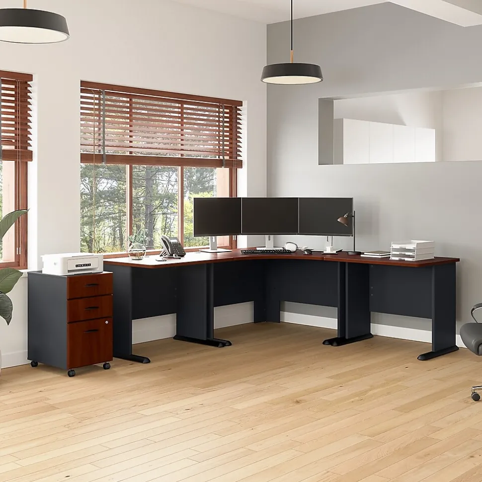 Bush Business Furniture Cubix 48"W Corner Desk, Hansen Cherry/Galaxy (WC90466A)