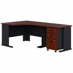 Bush Business Furniture Cubix 48"W Corner Desk with Return and Mobile File Cabinet, Hansen Cherry (SRA005HCSU)