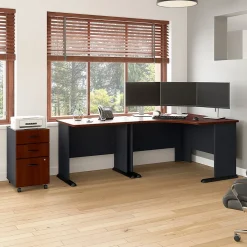 Bush Business Furniture Cubix 48"W Corner Desk with Return and Mobile File Cabinet, Hansen Cherry (SRA005HCSU)