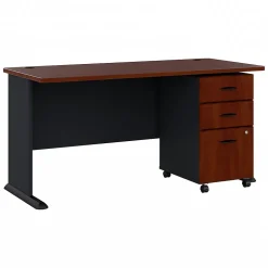 Bush Business Furniture Cubix 60W Desk with Mobile File Cabinet, Hansen Cherry (SRA003HCSU)