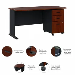 Bush Business Furniture Cubix 60W Desk with Mobile File Cabinet, Hansen Cherry (SRA003HCSU)