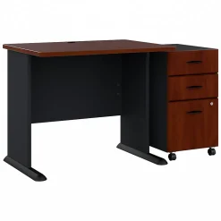Bush Business Furniture Cubix 36W Desk with Mobile File Cabinet, Hansen Cherry/Galaxy (SRA024HCSU)