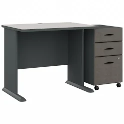 Bush Business Furniture Cubix 36W Desk with Mobile File Cabinet, Slate/White Spectrum (SRA024SLSU)