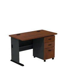 Bush Business Furniture Cubix Bundle 48"W Desk with 3 Dwr Mobile Pedestal (B/B/F), Hansen Cherry/Galaxy (SRA025HCSU)