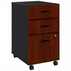 Bush Business Furniture Cubix 3-Drawer Mobile Vertical File Cabinet, Letter/Legal Size, Lockable, Hansen Cherry (WC94453PSU)