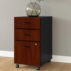 Bush Business Furniture Cubix 3-Drawer Mobile Vertical File Cabinet, Letter/Legal Size, Lockable, Hansen Cherry (WC94453PSU)