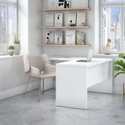 Bush Business Furniture Echo 60"W L Shaped Desk, Pure White (ECH026PW)