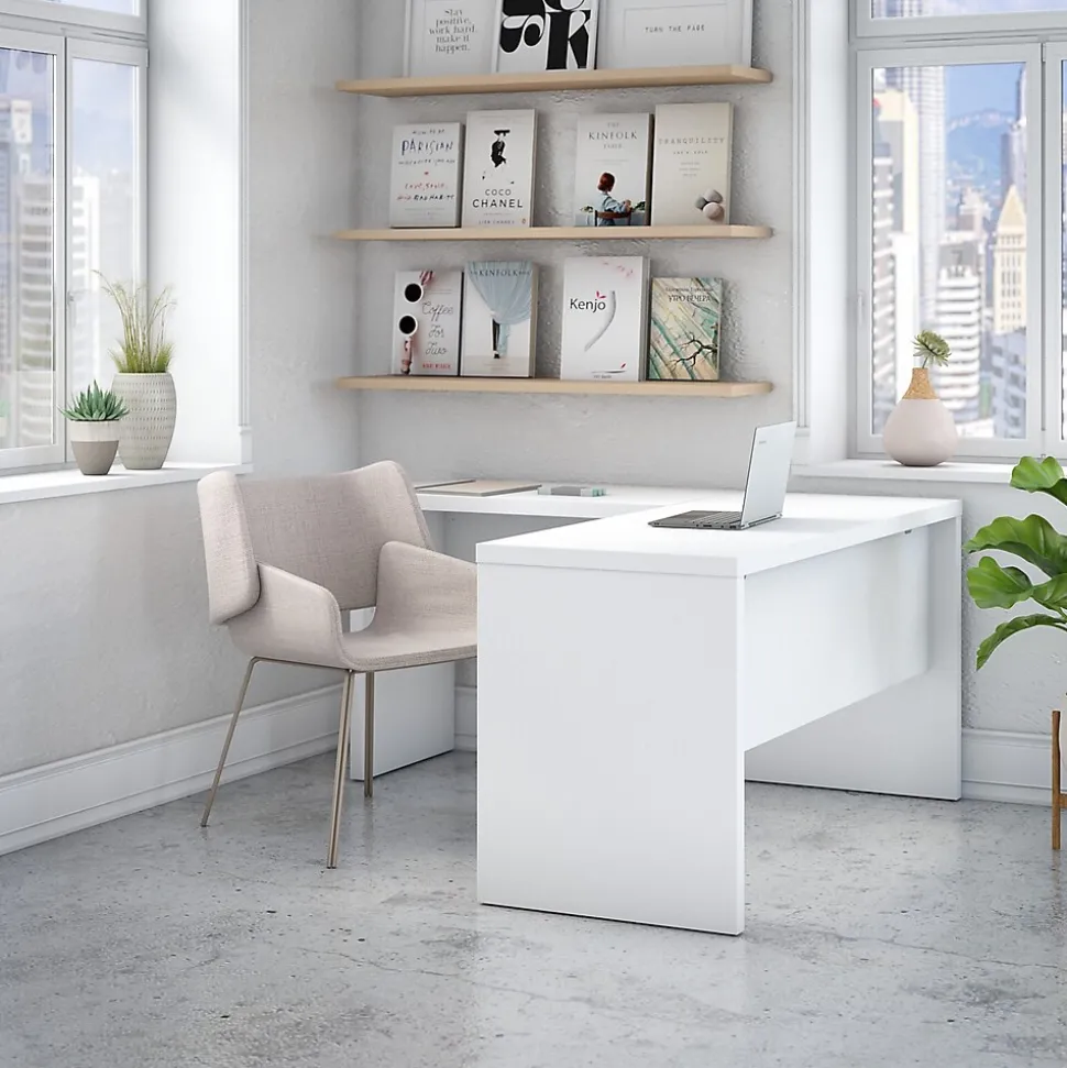 Bush Business Furniture Echo 60"W L Shaped Desk, Pure White (ECH026PW)