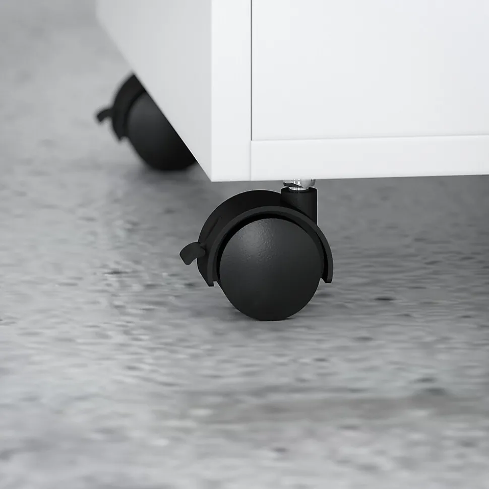 Bush Business Furniture Echo 60"W L Shaped Bow Front Desk with Mobile File Cabinet, Pure White (ECH007PW)