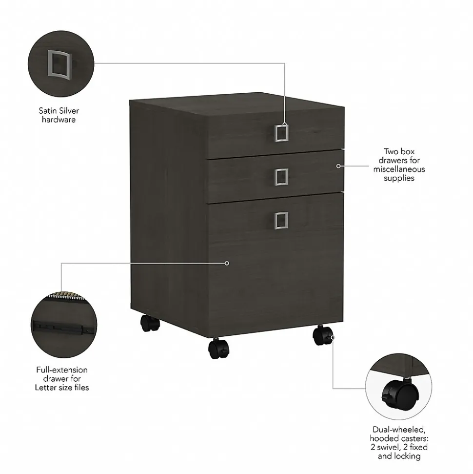 Bush Business Furniture Echo 3 Drawer Mobile File Cabinet, Charcoal Maple (KI60301-03)