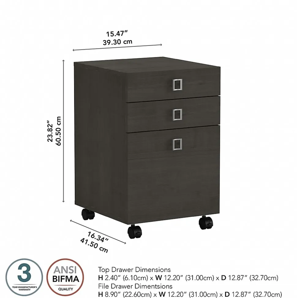 Bush Business Furniture Echo 3 Drawer Mobile File Cabinet, Charcoal Maple (KI60301-03)