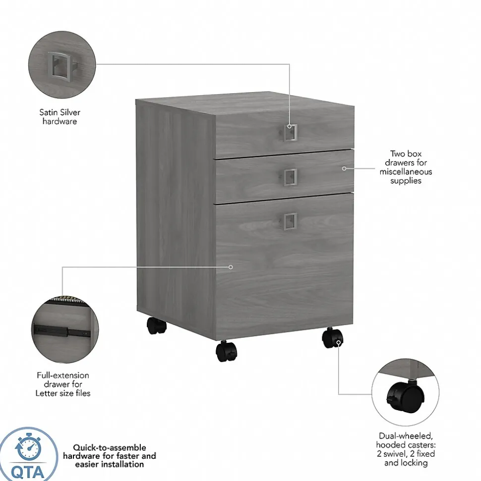 Bush Business Furniture Echo 3 Drawer Mobile File Cabinet, Modern Gray (KI60401-03)