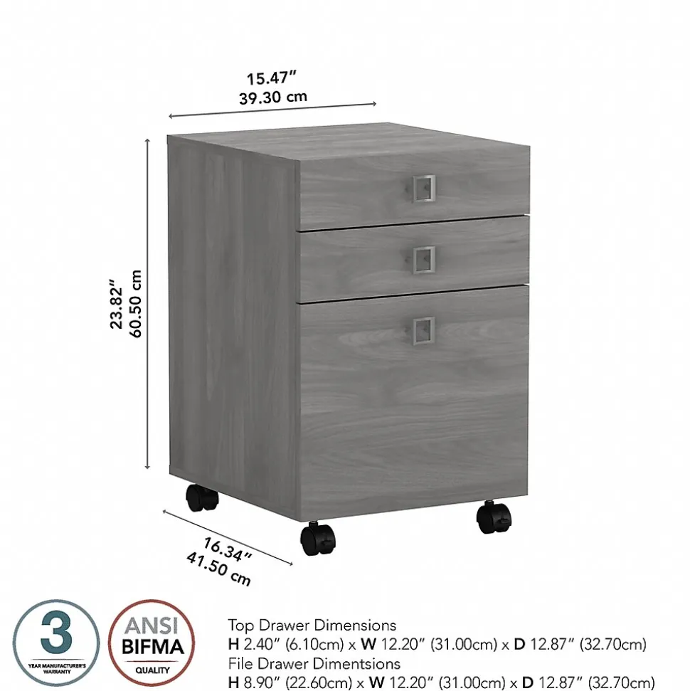 Bush Business Furniture Echo 3 Drawer Mobile File Cabinet, Modern Gray (KI60401-03)